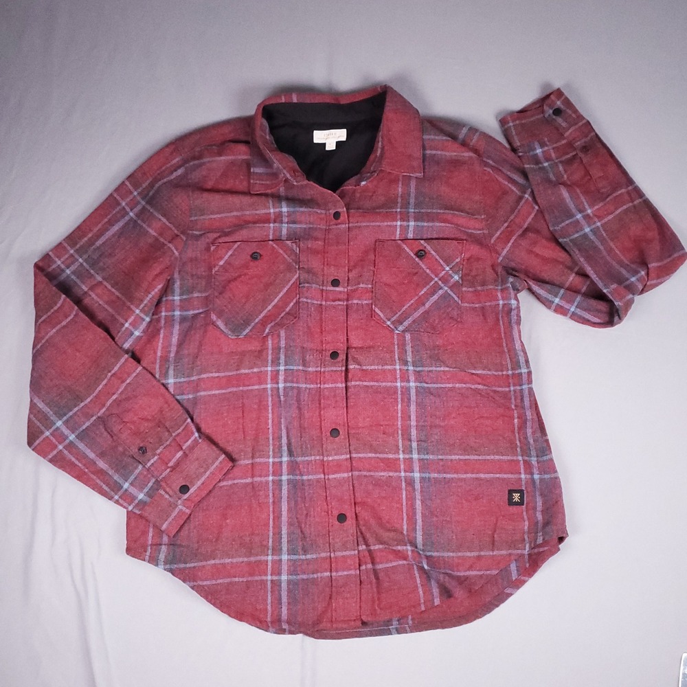 Roark Alpine Shirt Womens Large Red Plaid Organic Cotton Blend Flannel Outdoors